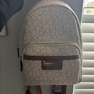 Calvin Klein Beige and Brown Backpack